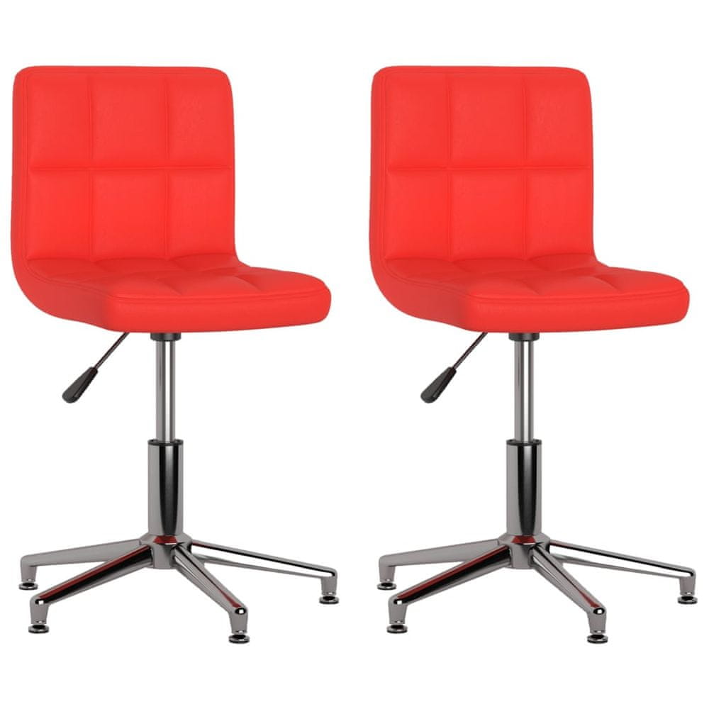 Vidaxl Otočné jedálenské stoličky 2 ks červené umelá koža
